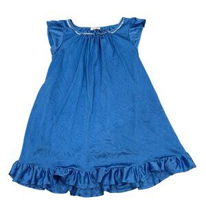 Girls Blue Ruffle Pajamas Nightgown Satin By Betsy & Lace Y (3-4)